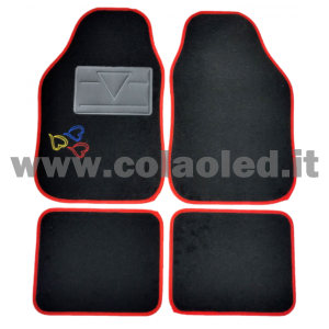 Set completo tappetini universali Auto Heart bordo rosso