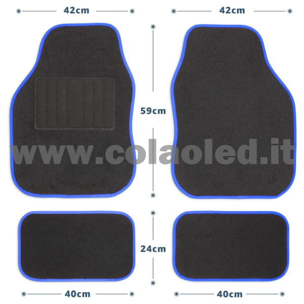 Set completo tappetini universali Auto Link bordo blù - immagine 2