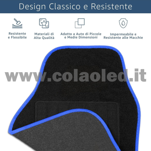 Set completo tappetini universali Auto Link bordo blù - immagine 4