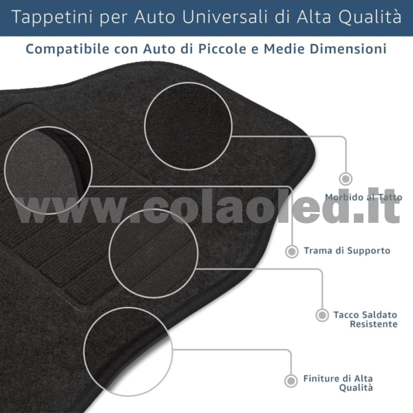 Set completo tappetini universali Auto Link bordo nero - immagine 6