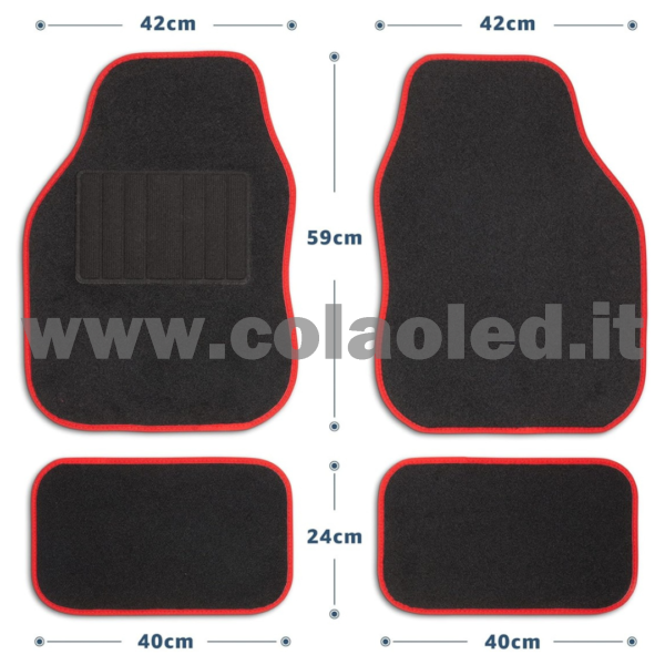 Set completo tappetini universali Auto Link bordo rosso - immagine 2