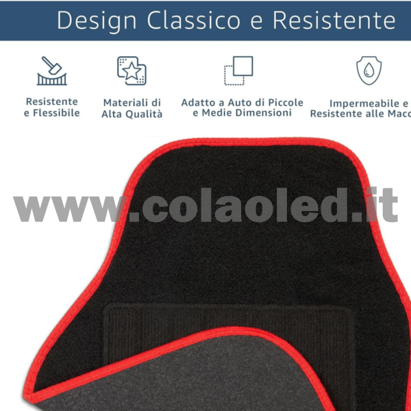 Set completo tappetini universali Auto Link bordo rosso - immagine 5