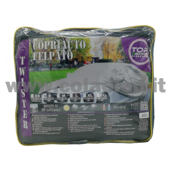 Telo copriauto felpato con zip apertura sportello guidatore misure XS-S-M-L-XL-XXL - immagine 2