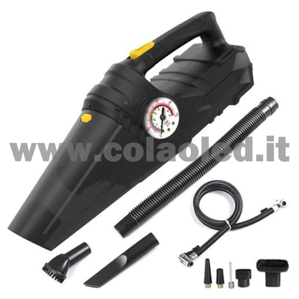 Aspirapolvere e gongiatore portatile ruote auto moto bici camion con filo potente aspirapolvere a mano alimentazione presa accendi sigari e gonfiatore pneumatici 12v con filo - immagine 2