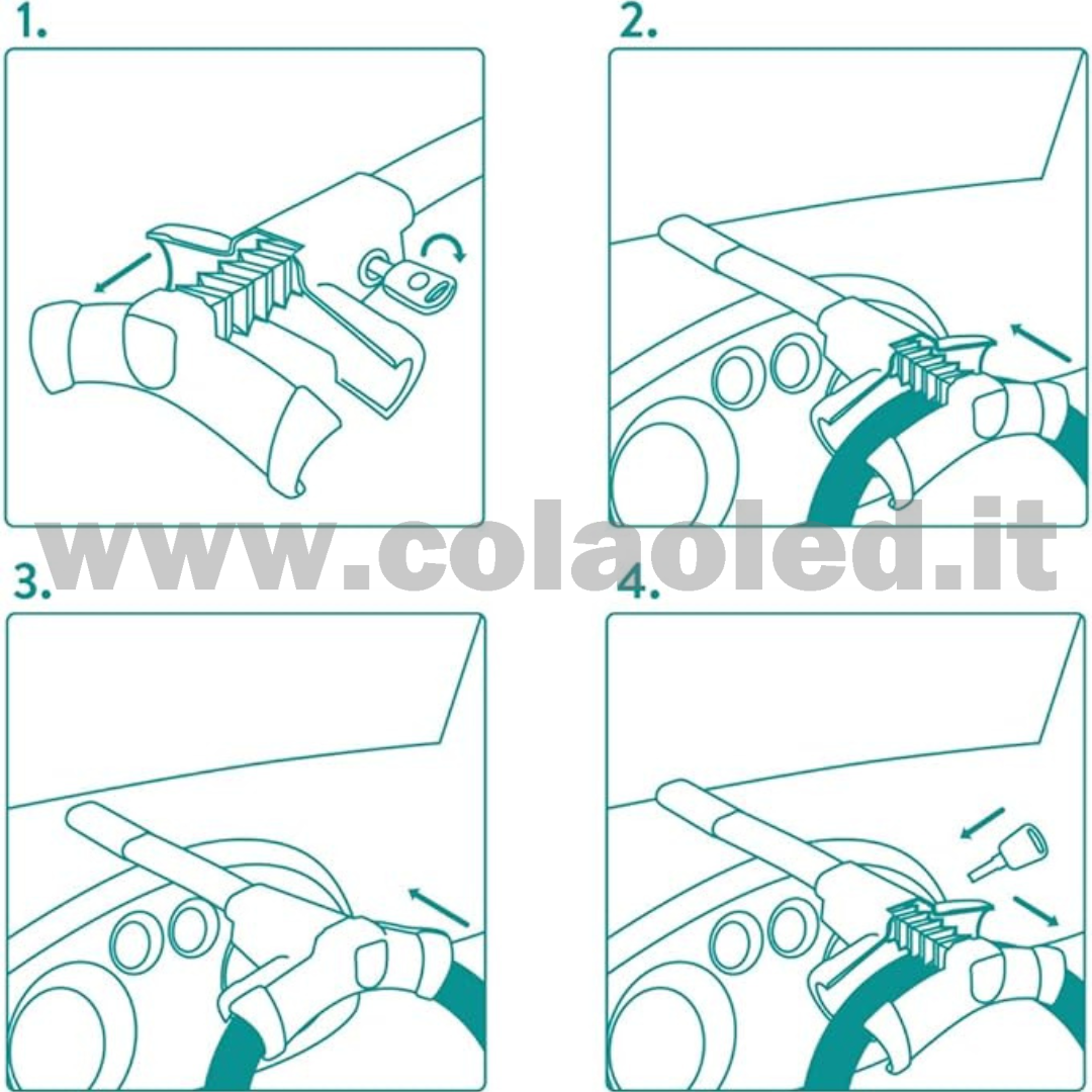 blindo sterzo antifurto auto meccanico volante bloccasterzo - Barra blocca sterzo universale camion furgone camper Ganascia blocco blindosterzo anti furto serratura con 2 chiavi - immagine 5