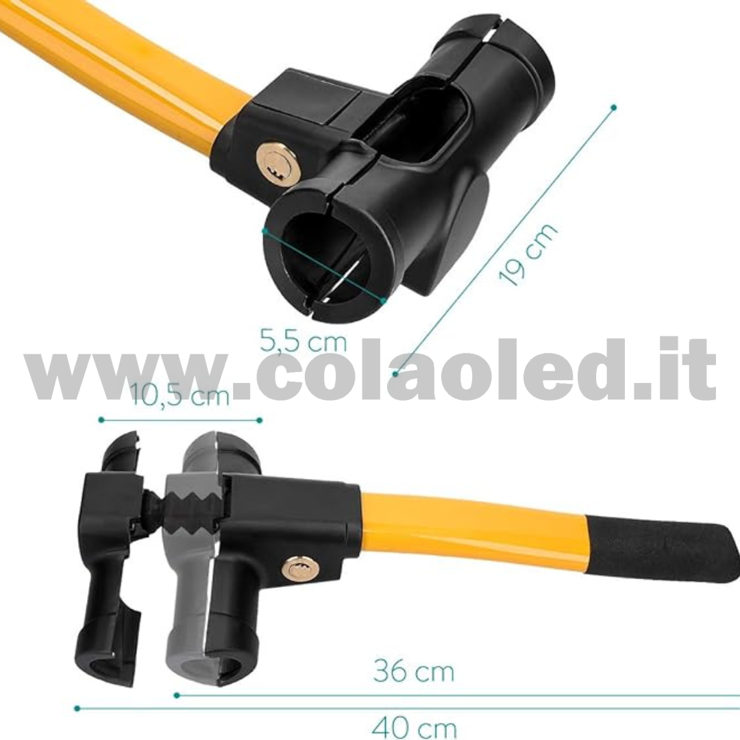 blindo sterzo antifurto auto meccanico volante bloccasterzo - Barra blocca sterzo universale camion furgone camper Ganascia blocco blindosterzo anti furto serratura con 2 chiavi - immagine 2
