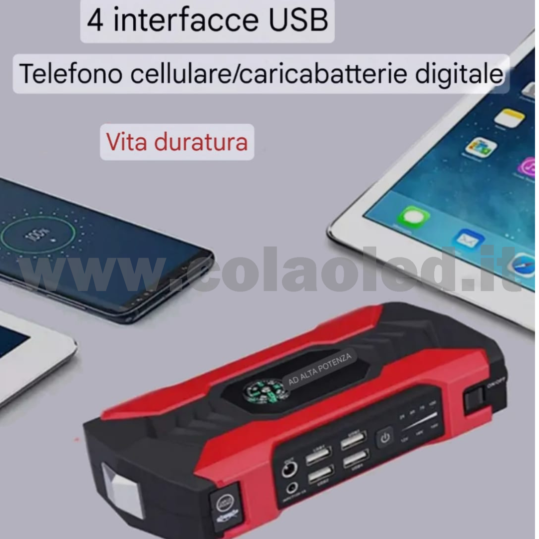 Booster Avviamento 15000mAh 12v Auto moto boosters Avviatore Emergenza con batteria a litio super potenza spunto Starter Batteria Auto Tutto Benzina Diesel con Grande Display e 2 Porte USB carica cellulare pc tablet power bank e segnalatore led emergenza e torcia martello emergenza rompi vetro senza fili portatile - immagine 6