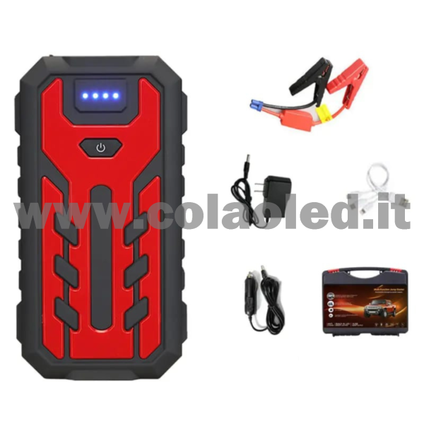 Booster Avviamento 20000mAh 12v Auto moto boosters Avviatore Emergenza con batteria a litio super potenza spunto Starter Batteria Auto Tutto Benzina Diesel con Grande Display e 2 Porte USB carica cellulare pc tablet power bank e segnalatore led emergenza e torcia senza fili portatile - immagine 2