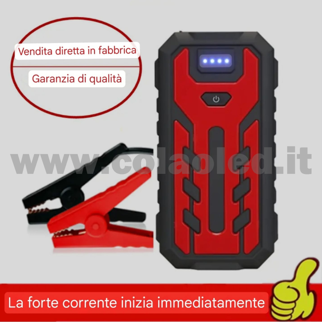 Booster Avviamento 20000mAh 12v Auto moto boosters Avviatore Emergenza con batteria a litio super potenza spunto Starter Batteria Auto Tutto Benzina Diesel con Grande Display e 2 Porte USB carica cellulare pc tablet power bank e segnalatore led emergenza e torcia senza fili portatile - immagine 4