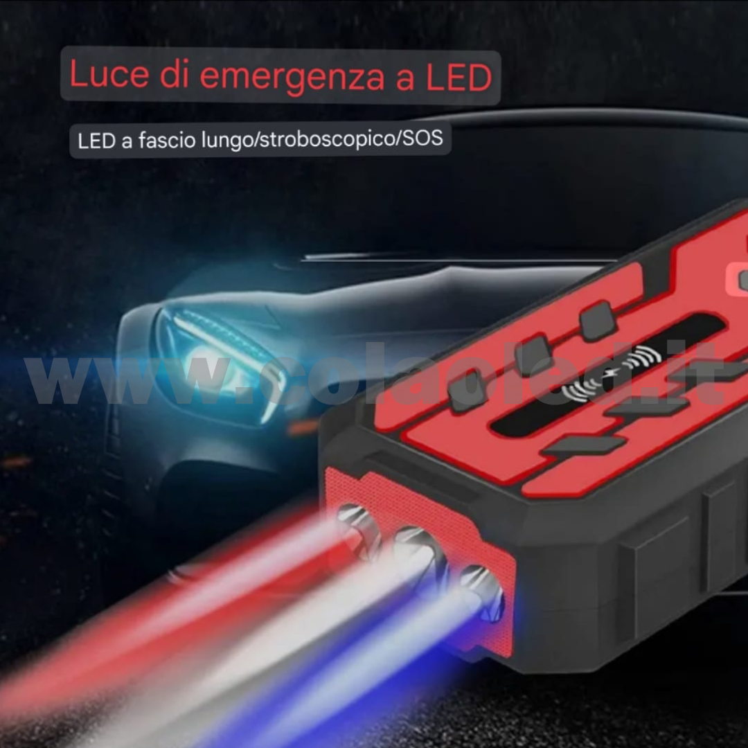 Booster Avviamento 20000mAh 12v Auto moto boosters Avviatore Emergenza con batteria a litio super potenza spunto Starter Batteria Auto Tutto Benzina Diesel con Grande Display e 2 Porte USB carica cellulare pc tablet power bank e segnalatore led emergenza e torcia senza fili portatile - immagine 9