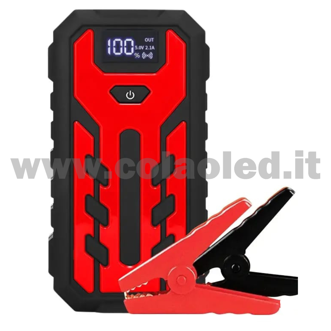 Booster Avviamento 20000mAh 12v Auto moto boosters Avviatore Emergenza con batteria a litio super potenza spunto Starter Batteria Auto Tutto Benzina Diesel con Grande Display e 2 Porte USB carica cellulare pc tablet power bank e segnalatore led emergenza e torcia senza fili portatile