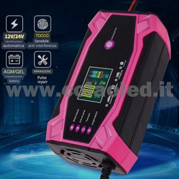 Caricabatteria e mantenitore di carica per Auto Moto scoter camion camper 10 Ah con Funzione di Carica Rapida per Batterie al Piombo 12-24V con filo Portatile 220v con filo - immagine 5