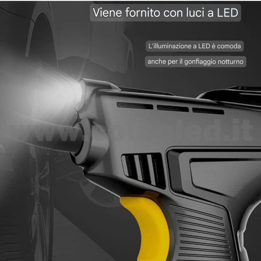 Gonfiatore con dispay pneumatico a pistola presa accendi sigari ruote auto moto pneumatici 12v 120w con filo - immagine 3