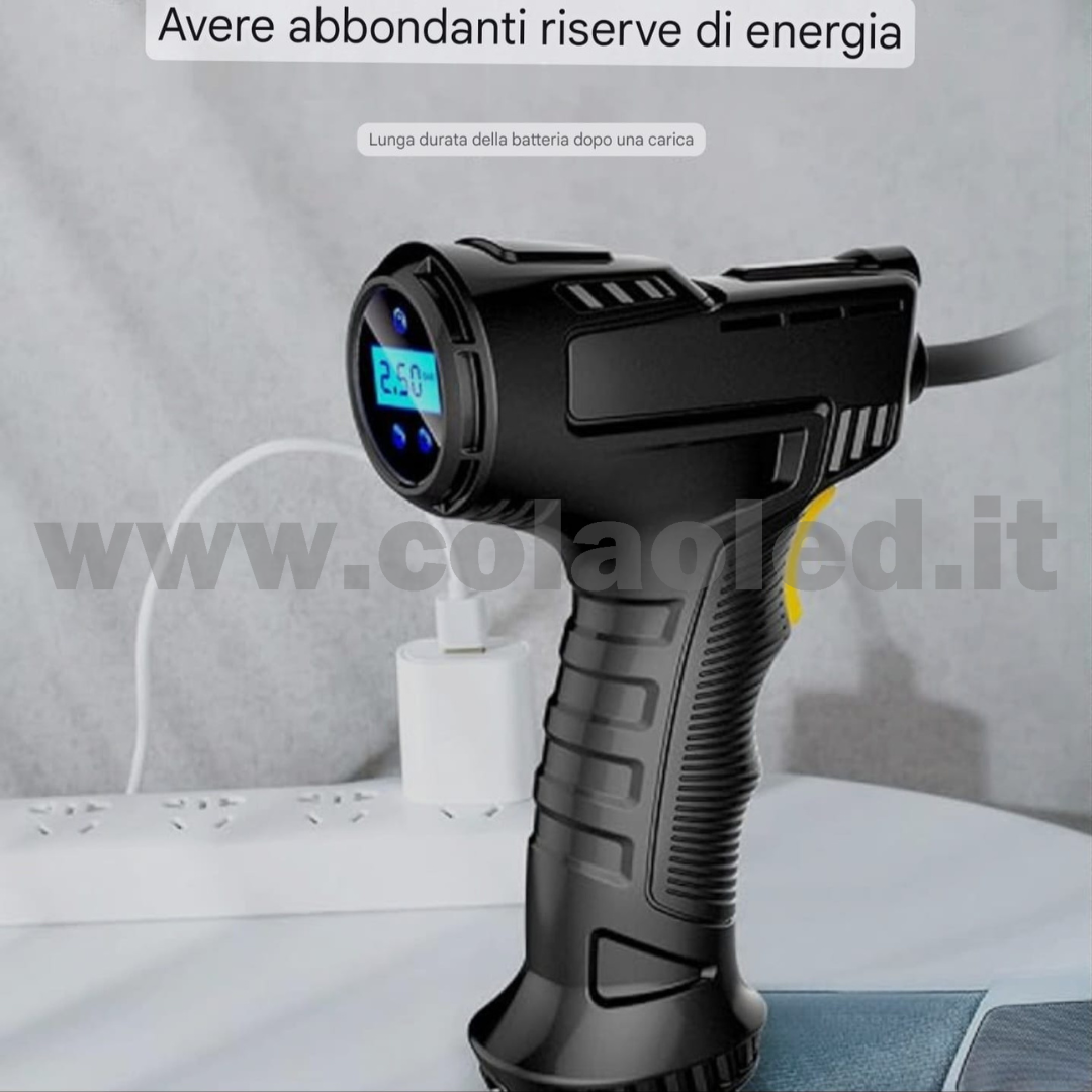 Gonfiatore con dispay pneumatico a pistola presa accendi sigari ruote auto moto pneumatici 12v 120w con filo - immagine 4
