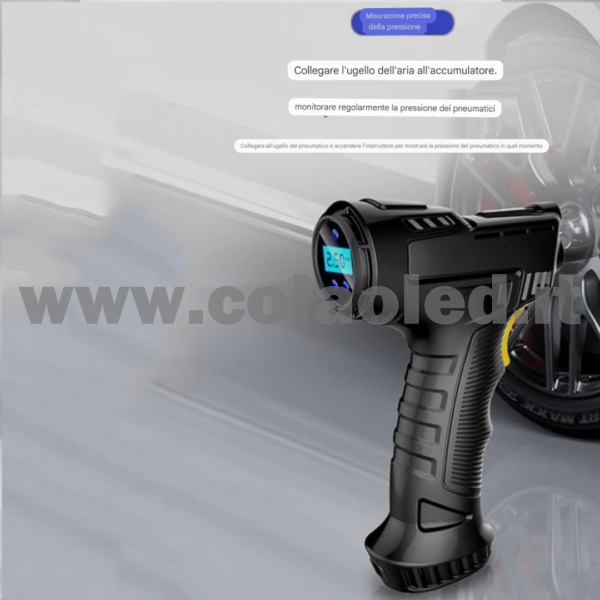 Gonfiatore con dispay pneumatico a pistola presa accendi sigari ruote auto moto pneumatici 12v 120w con filo - immagine 5