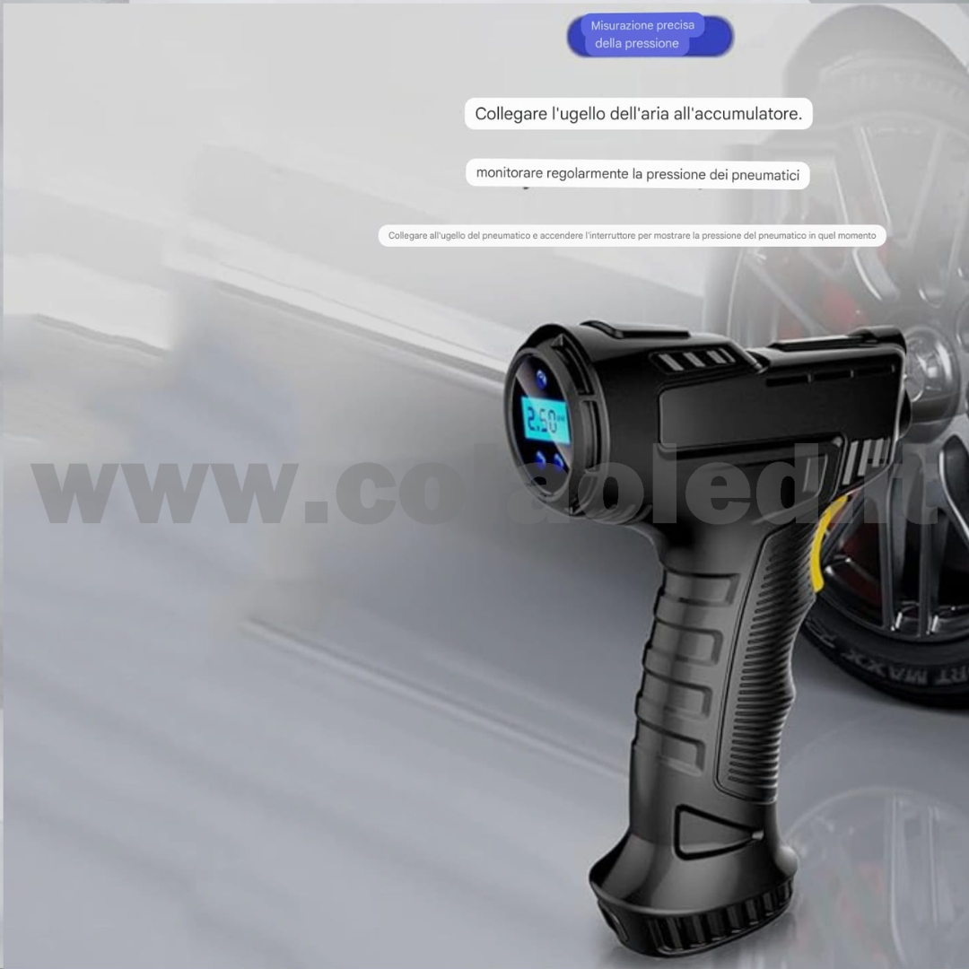 Gonfiatore con dispay pneumatico a pistola presa accendi sigari ruote auto moto pneumatici 12v 120w con filo - immagine 5