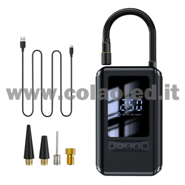 Gonfiatore con dispay pneumatico a pistola ruote auto moto pneumatici 12v batterie litio 4000 mAh 120w senza filo - immagine 2