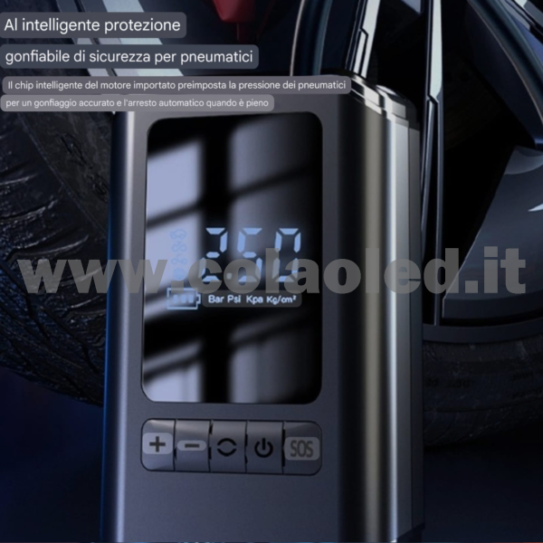 Gonfiatore con dispay pneumatico a pistola ruote auto moto pneumatici 12v batterie litio 4000 mAh 120w senza filo - immagine 8