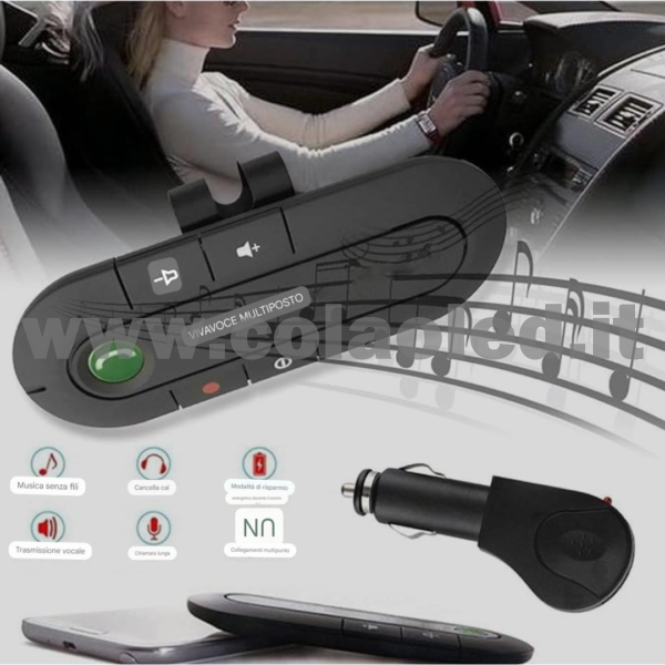 Kit Vivavoce Bluetooth per Auto Cellulare Kit Vivavoce per Auto Senza Fili parlare telefono sicurezza Bluetooth Visiera Parasole per Auto con Caricabatteria da Auto per Vivavoce Parlante in Auto batterie litio 650 mAh senza fili - immagine 6