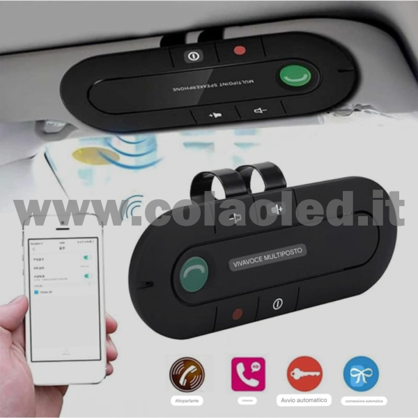 Kit Vivavoce Bluetooth per Auto Cellulare Kit Vivavoce per Auto Senza Fili parlare telefono sicurezza Bluetooth Visiera Parasole per Auto con Caricabatteria da Auto per Vivavoce Parlante in Auto batterie litio 650 mAh senza fili - immagine 5
