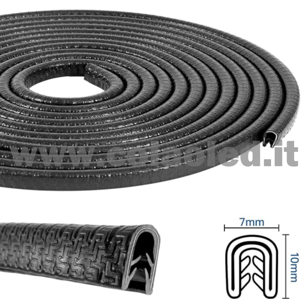 Protezione per Bordo 5m portiera Auto Forma a U Bordi AntiGraffio Auto Strisce di Protezione urti apertura porta bordino 5 metri Nero - immagine 2