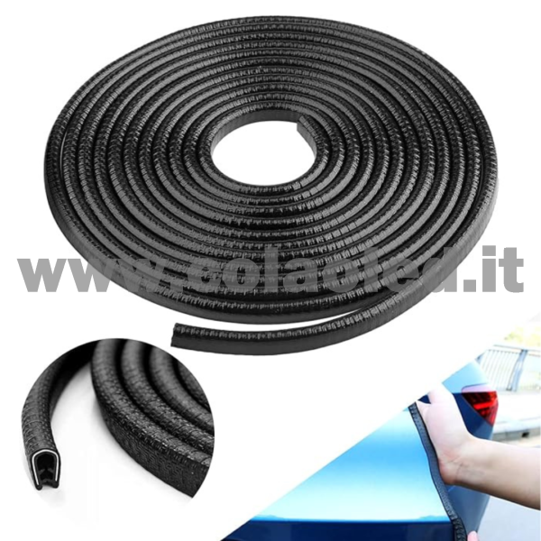 Protezione per Bordo 5m portiera Auto Forma a U Bordi AntiGraffio Auto Strisce di Protezione urti apertura porta bordino 5 metri Nero - immagine 3