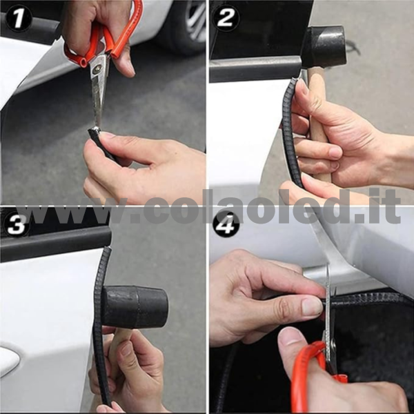 Protezione per Bordo 5m portiera Auto Forma a U Bordi AntiGraffio Auto Strisce di Protezione urti apertura porta bordino 5 metri Nero - immagine 5