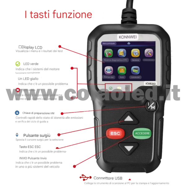Tools scanner Diagnosi Auto KW680 elimina avarie quadro Professionale per Attivazione Riapprendimento di Tutti i Sensori TPMS MX-Sensori apprendimento stato batteria lettore di codici di errore del motore dell'autoerrori per progamma e strumento aggiornabile gratuito - immagine 2