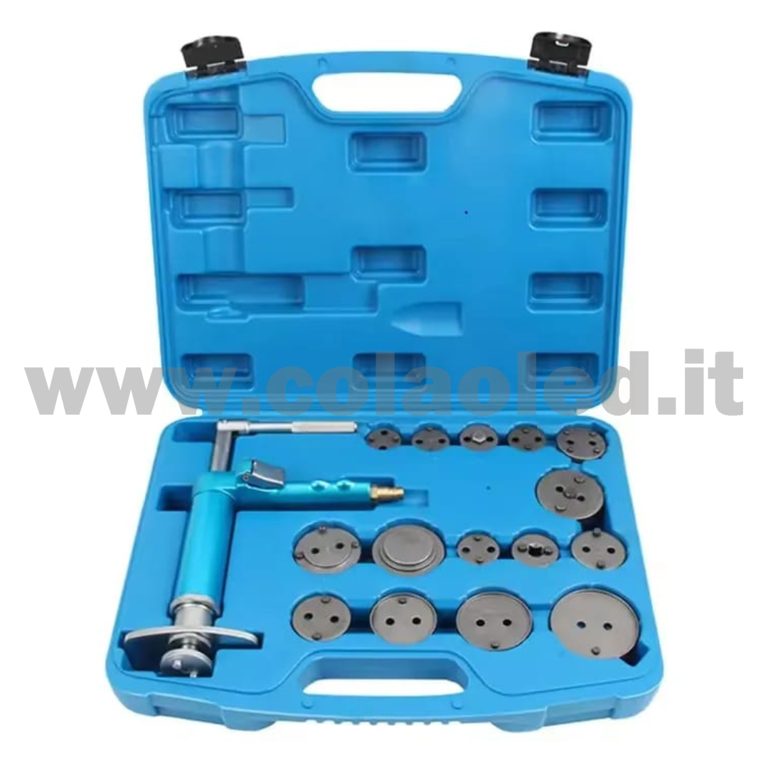 Arretratore pneumatico per TUTTI I pistoncini freni AUTO set 16 pezzi con valigetta