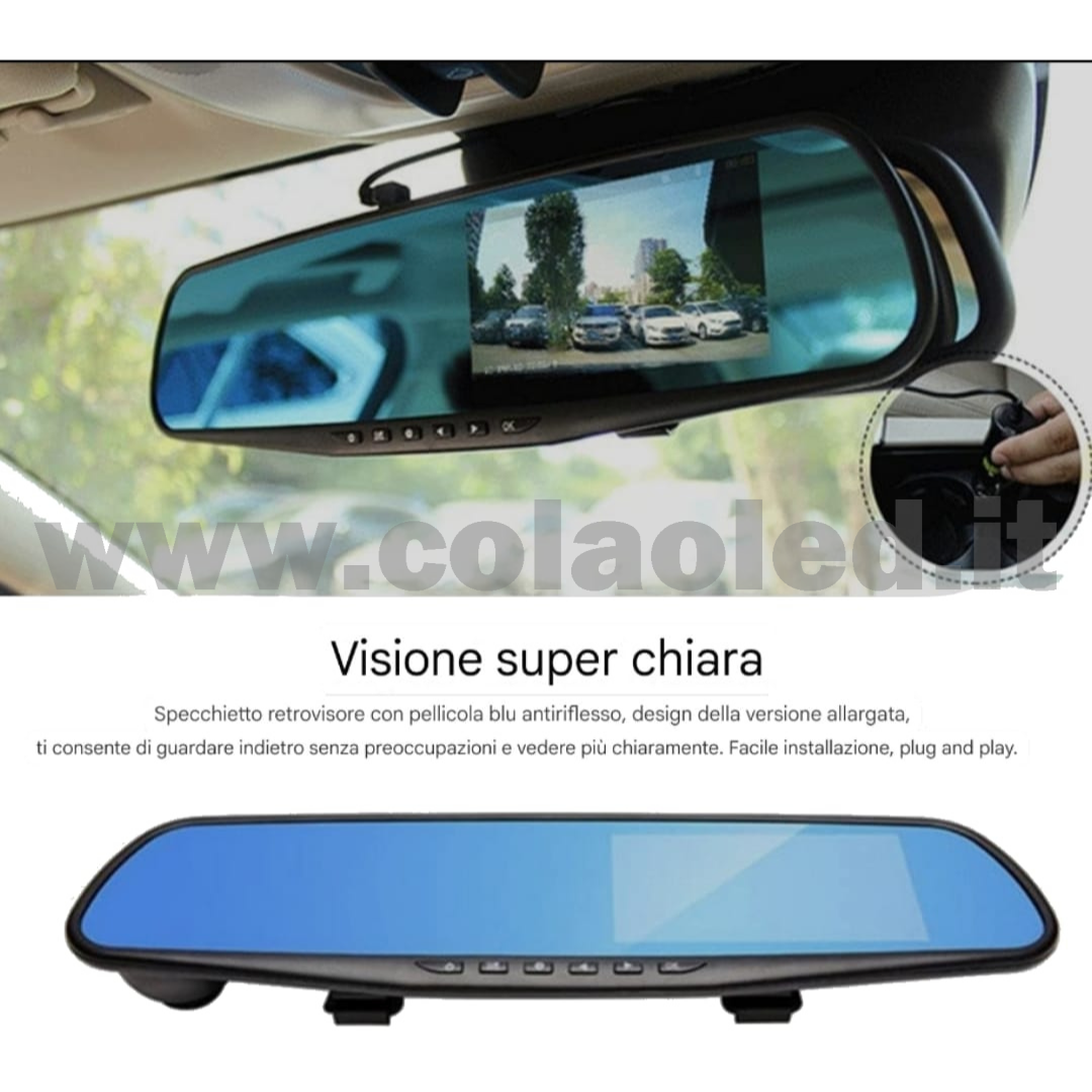 Specchietto Retrovisore con CAM Doppio Specchio Retrovisore anteriore e posteriore Wifi Auto camion camper con Telecamera 2k full-hd Dashcam Atti Vandalici INCIDENTI PORTA SD risoluzione full hd 2k - immagine 5