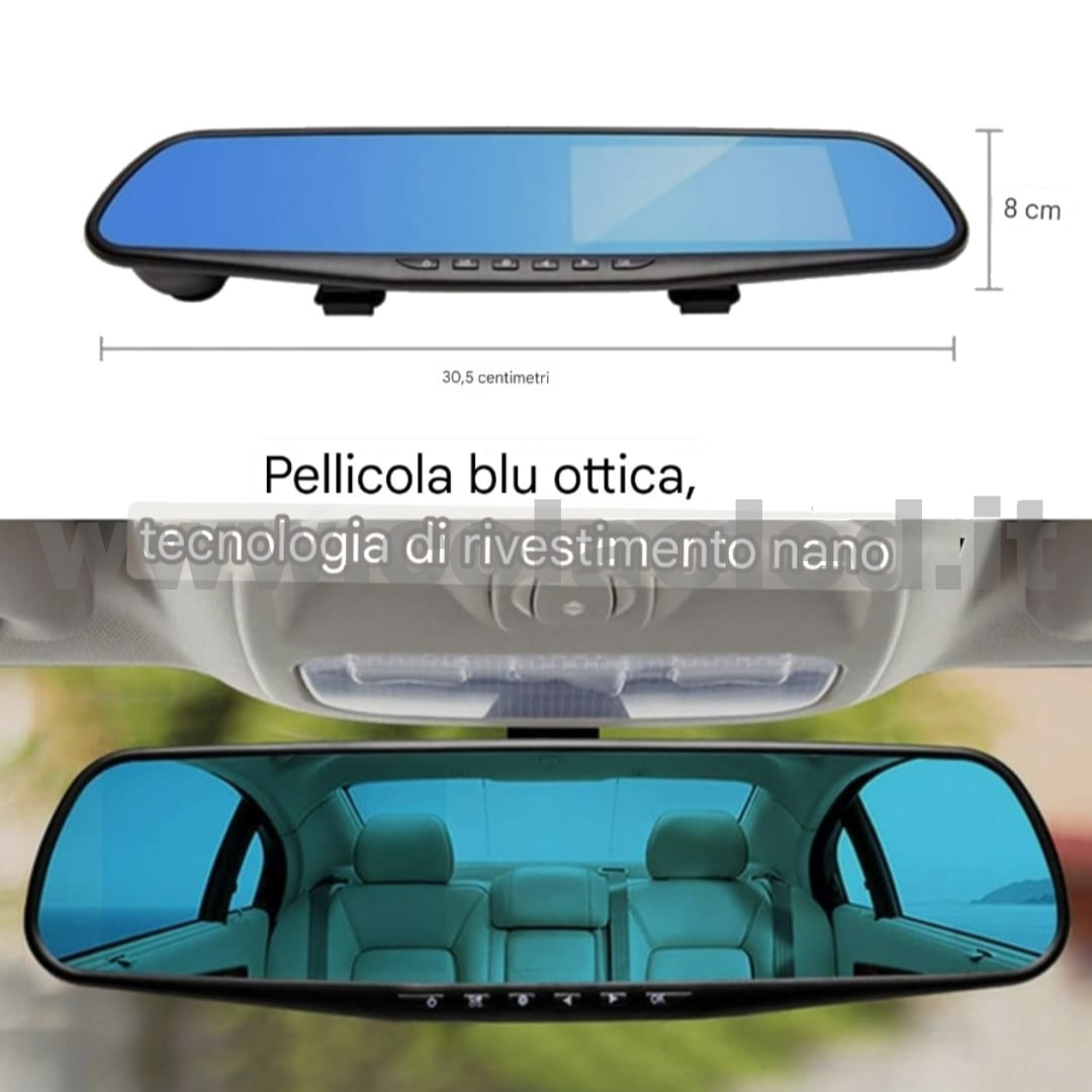 Specchietto Retrovisore con CAM Doppio Specchio Retrovisore anteriore e posteriore Wifi Auto camion camper con Telecamera 2k full-hd Dashcam Atti Vandalici INCIDENTI PORTA SD risoluzione full hd 2k - immagine 4