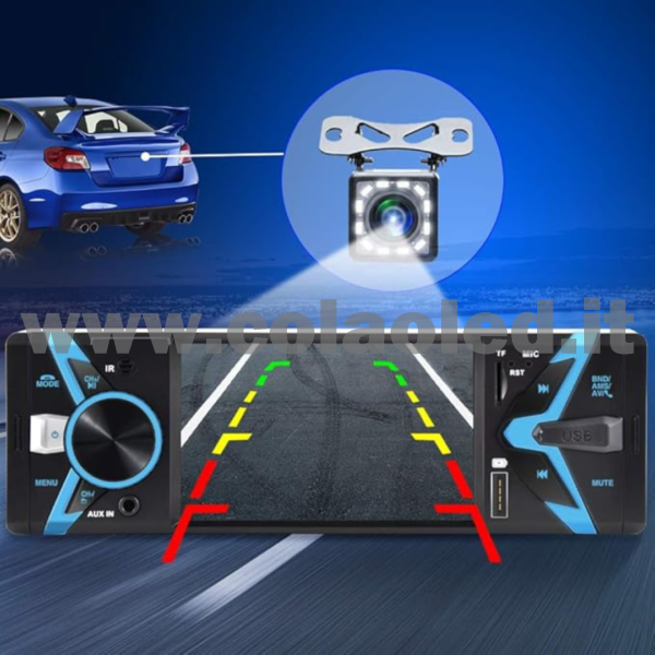 Autoradio 1 DIN 4,3″ Pollici Carplay android apple + telecamera posteriore parcheggio Micro SD USB Micro SD Aux-in Bluetooth Lettore MP5 Radio FM RDS USB/EQ/AUX gps 4 canali 60Wx4 - immagine 4
