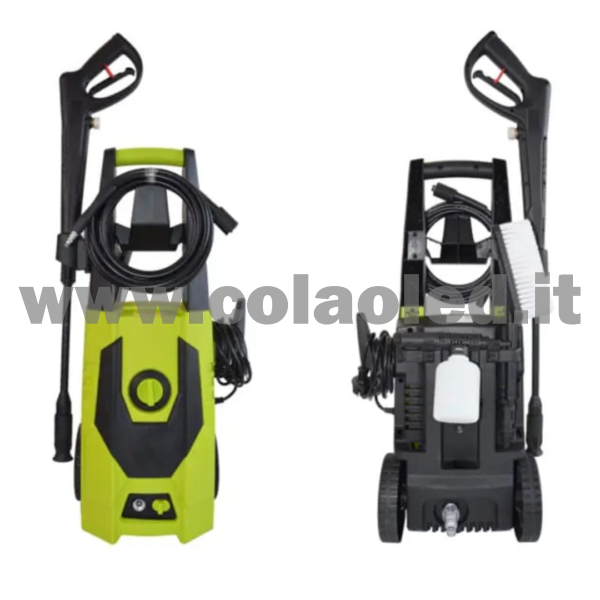 IDROPULITRICE PROFESSIONALE CON ROTELLE FACILE SPOSTAMENTO MULTIUSO A BATTERIA 220V AD AQUA ALTA PRESSIONE PER BICI VIALETTI GIARDINI AUTO MOTO CAMION CON FILI 120 BAR Portata 420 L/H 1200W - immagine 3
