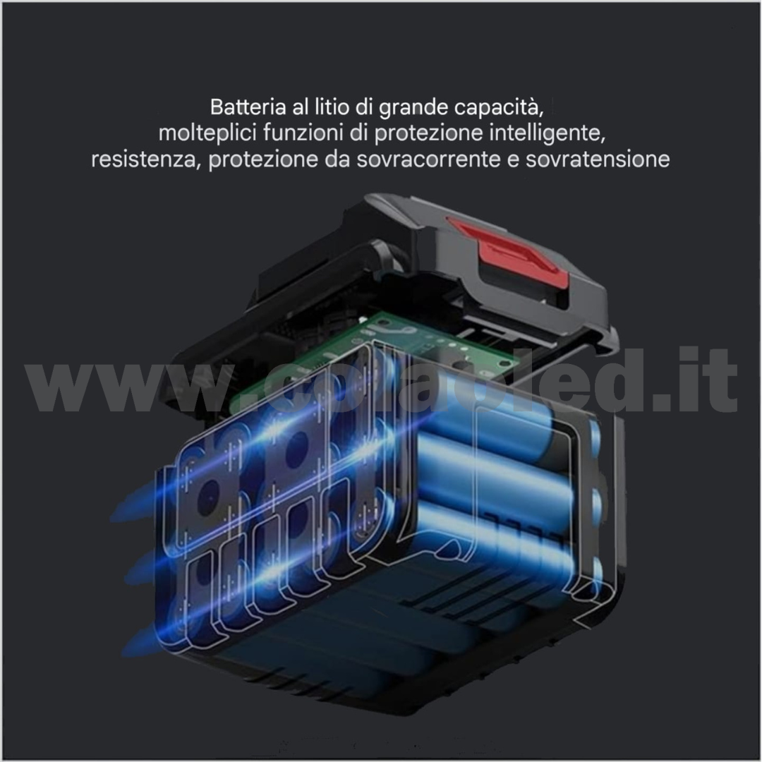 IDROPULITRICE PROFESSIONALE PORTATILE CON 2 BATTERIE 10000mA MULTIUSO BATTERIA 48V AD AQUA ALTA PRESSIONE PER BICI VIALETTI GIARDINI AUTO MOTO CAMION SENZA FILI 60 BAR 210 L/H 680W - immagine 5