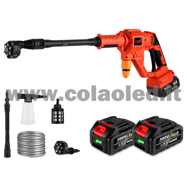 Kit Pulizia pneumatici lavaggio Ruote e gomme + idropulitrice professionale a batteria 1400w set da 11pz. - immagine 2