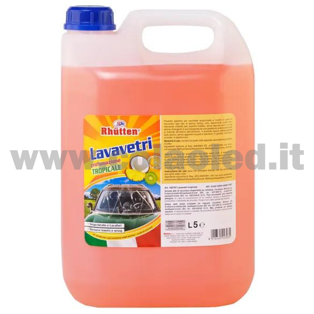 Liquido Lavavetri rosso Concentrato 5lt Sgrassante Pulizia Vaschetta Tergicristalli elimina insetti
