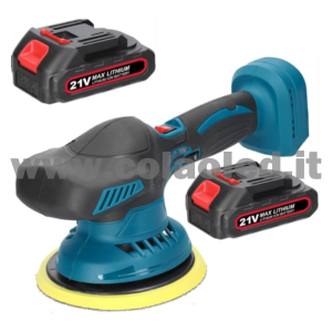 Lucidatrice rotorbitale a batteria PROFESSIONALE set con 2 batterie per carrozzeria e carrozieri 6 marce di velocità Lucidatrice automatica elettrica regolabile Pulizia multifunzionale Levigatrice metallo e per legno Macchinetta anche per grattare e lucidare 600-5500 giri/min batterie a litio 2 da 21V 1300mA 600w senza fili