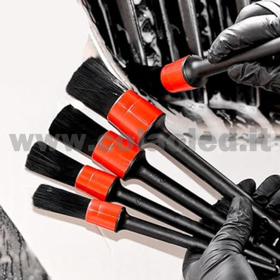 Pennelli Detailing Auto 5 pc Set di Pennelli per Auto Detailing esterno Pulizia Spazzole Macchina per Auto Moto Automotive Pulizia insaponare Ruote e paraurti - immagine 2