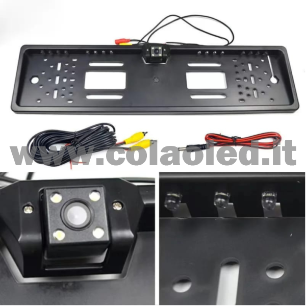 Porta targa posteriore con Telecamera retromarcia auto camper camion 12v con fili Full hd 420 TVL e led visione notturna portatarga - immagine 4