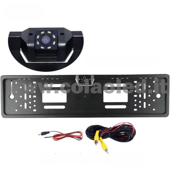 Porta targa posteriore con Telecamera retromarcia auto camper camion 12v con fili Full hd 420 TVL e led visione notturna portatarga - immagine 3