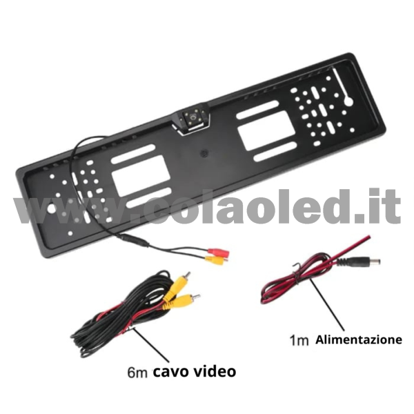 Porta targa posteriore con Telecamera retromarcia auto camper camion 12v con fili Full hd 420 TVL e led visione notturna portatarga - immagine 2