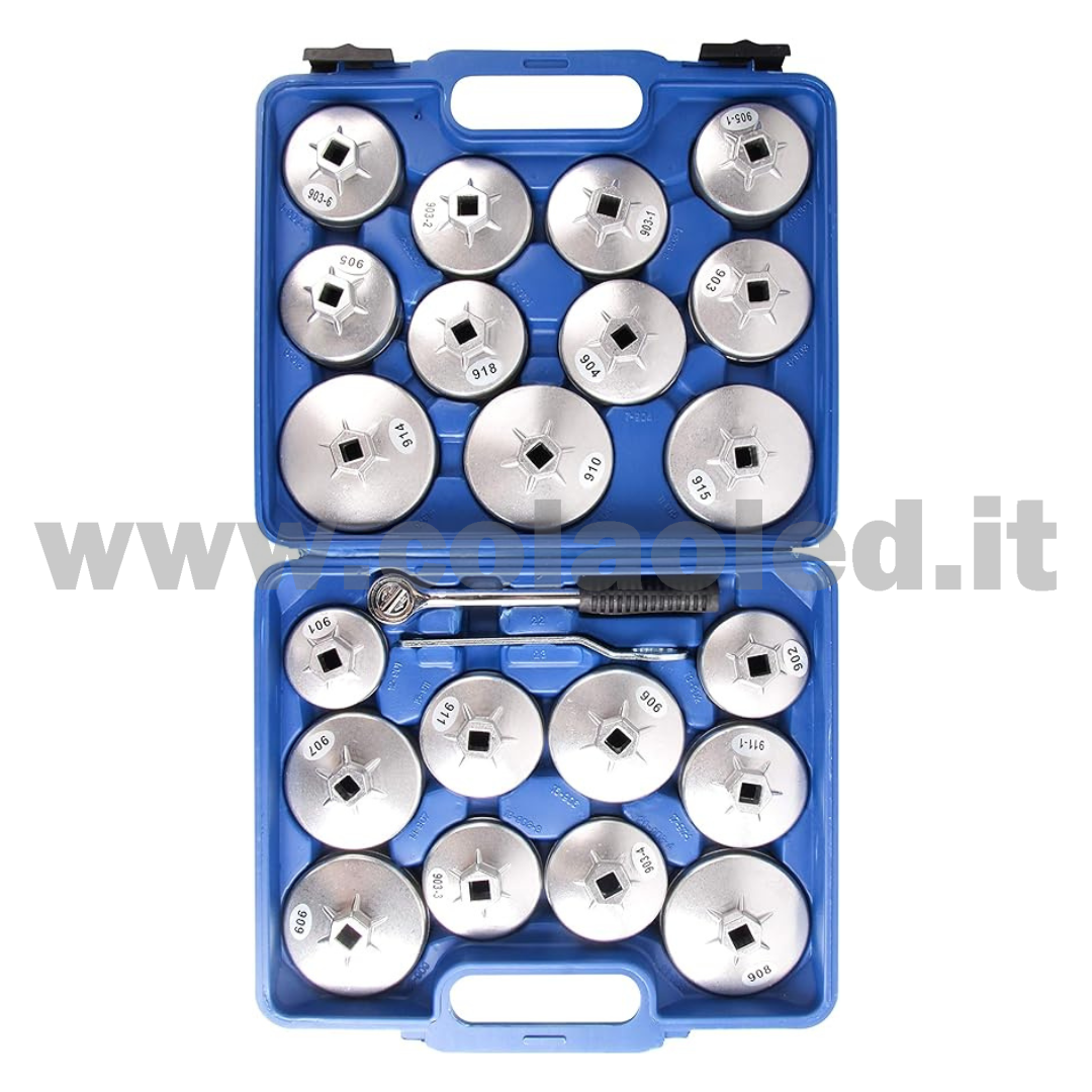 set di tappi per filtro dell'olio in alluminio chiave per filtro dell'olio 23 pezzi strumento per filtro dell'olio vassoio di raccolta dell'olio strumento universale - immagine 4