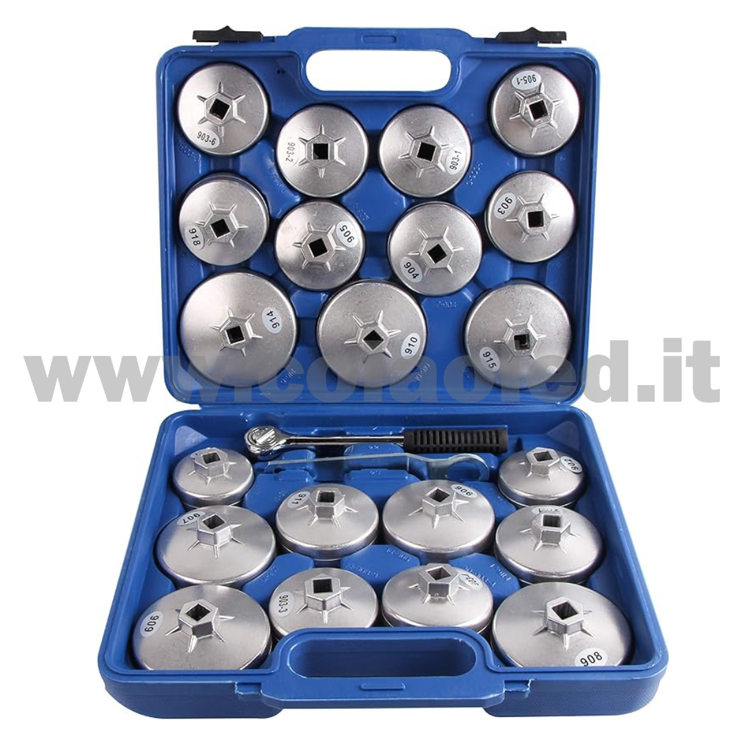Set di 23 tappi per filtro dell'olio, in alluminio pressofuso, per filtro dell'olio, chiave del filtro dell'olio, utensile per filtro dell'olio