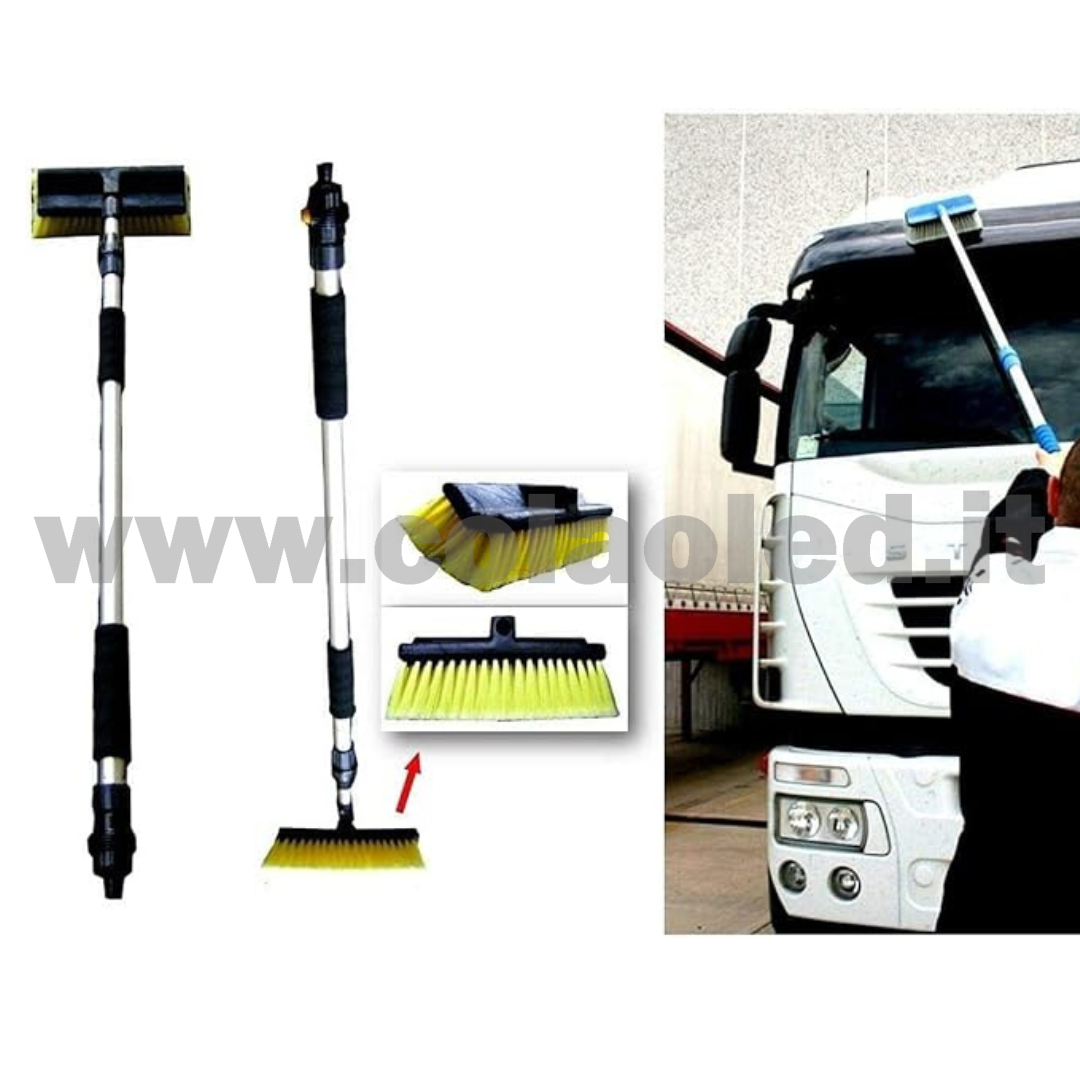 Spazzola per lavaggio spazzolone telescopica con manico lungo regolabile strumento morbido per lavare auto camion e camper lavare pareti finestre 5 m - immagine 2