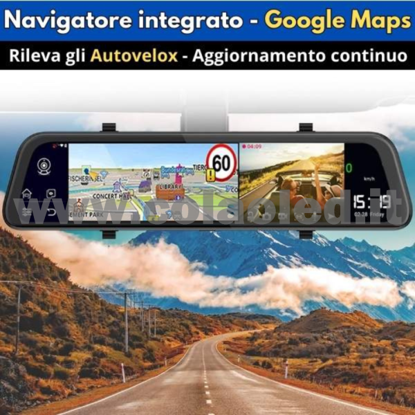 Specchietto Retrovisore ip + CAM POSTERIORE con CAM Doppia Specchio Retrovisore anteriore e posteriore  Wifi GPS 2.5 Auto camper camion con Telecamera WDR 4k Dashcam Atti Vandalici INCIDENTI PORTA SD E TELECAMERA POSTERIORE risoluzione 4k - immagine 5