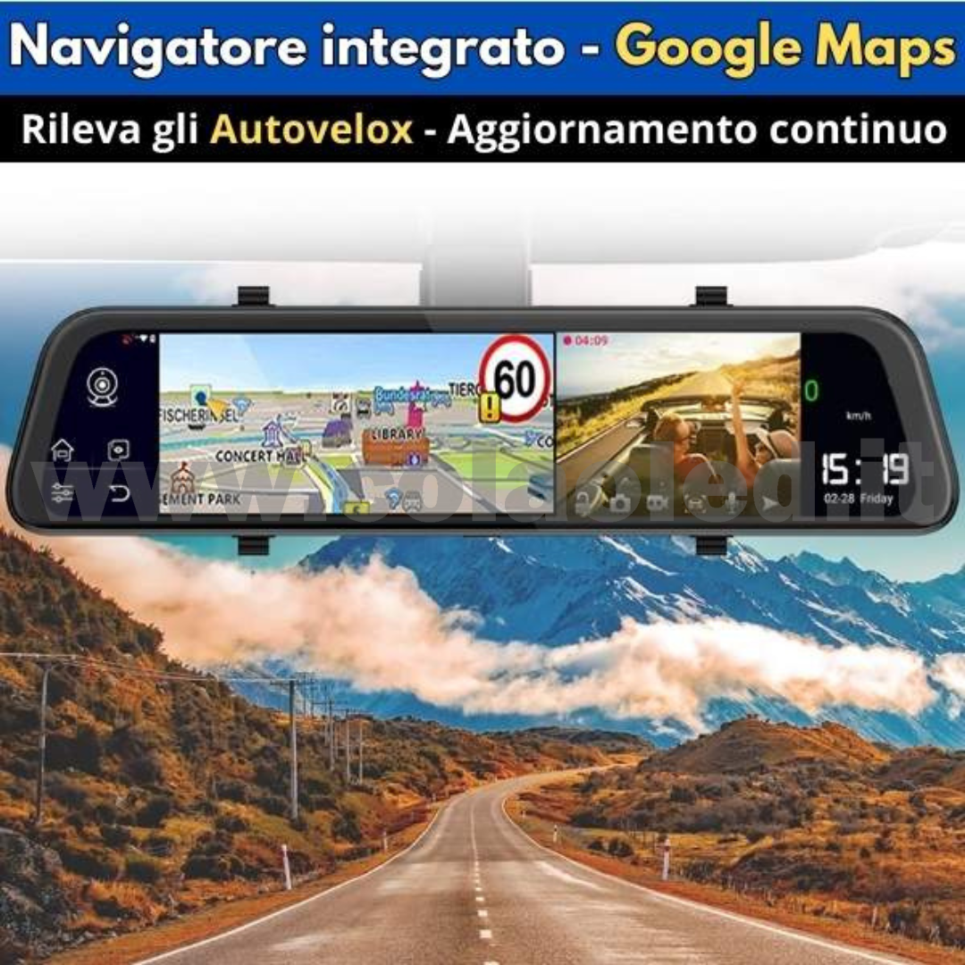 Specchietto Retrovisore ip + CAM POSTERIORE con CAM Doppia Specchio Retrovisore anteriore e posteriore Wifi GPS 2.5 Auto camper camion con Telecamera WDR 4k Dashcam Atti Vandalici INCIDENTI PORTA SD E TELECAMERA POSTERIORE risoluzione 4k - immagine 5