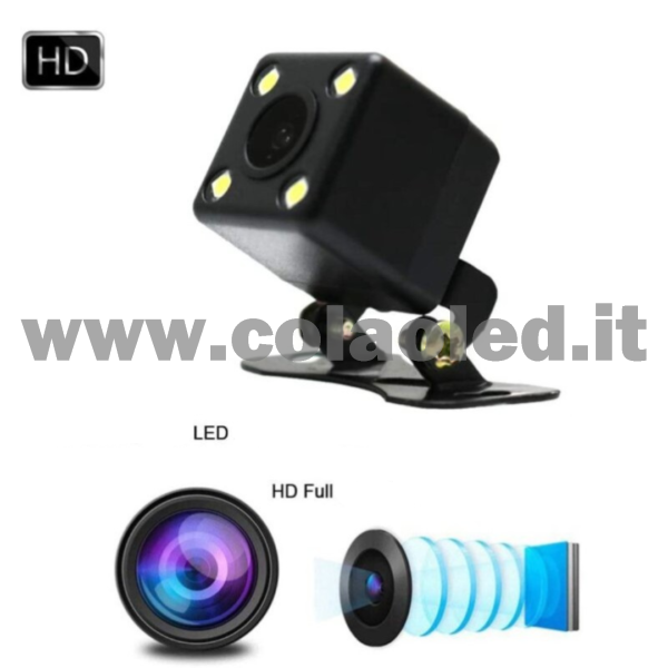 Telecamera retromarcia auto camper camion 12v con fili Full hd 420 TVL e led visione notturna - immagine 3