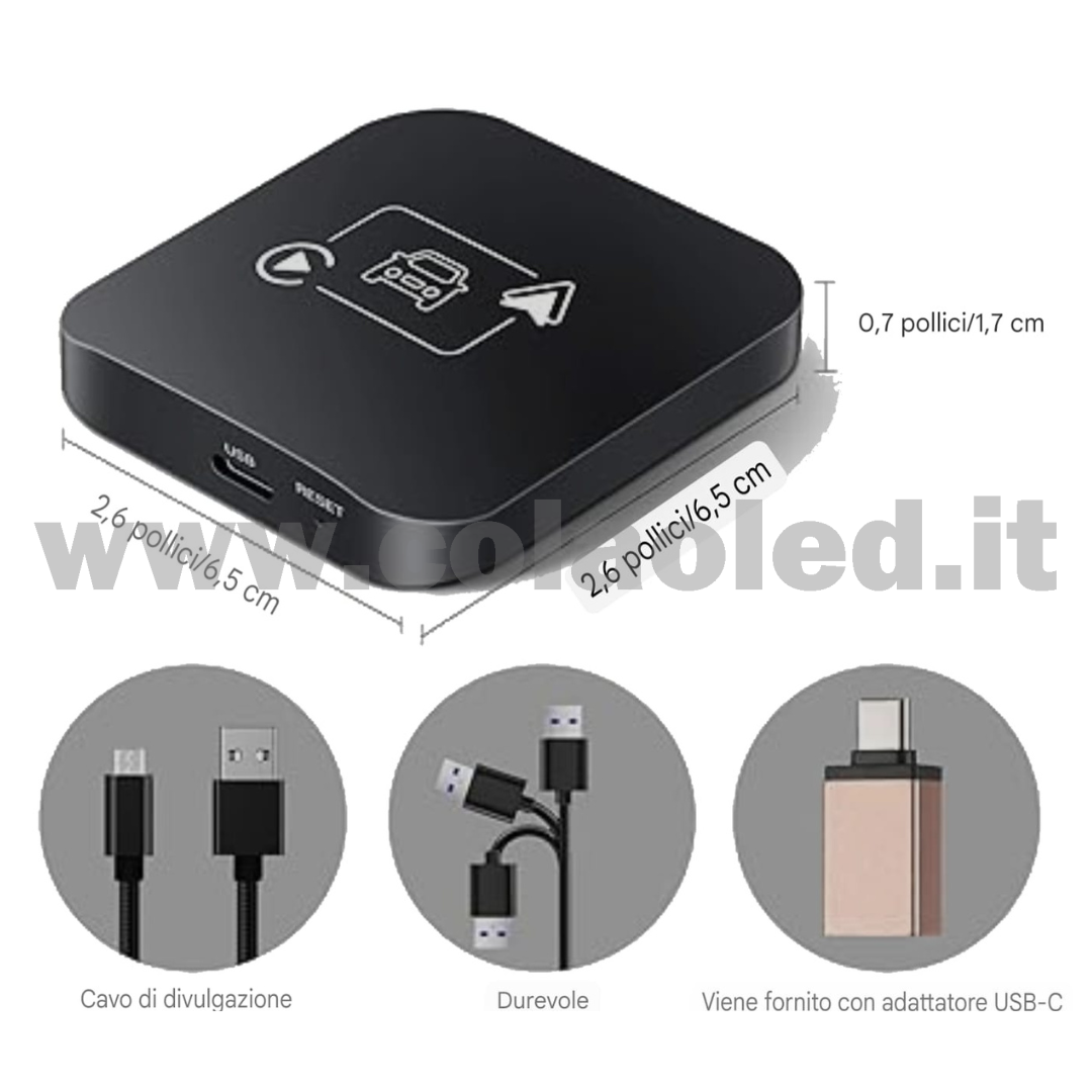 Adattatore wireless Carplay 2 in 1 Apple Carplay/Android Auto Plug&Play Convertitore USB Dongle Carplay Trasmettitore BT/Aux compatibile con tutti i modelli di auto Smart Carplay Box Supporta iPhone 6+/iOS 10+/Android 11.0+ - immagine 6