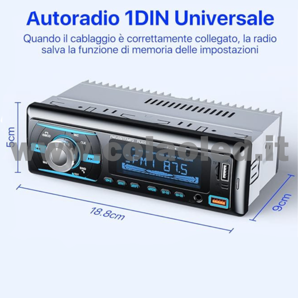 Autoradio 1 DIN Micro SD USB Aux-in Bluetooth Lettore MP5 Radio FM RDS USB/EQ/AUX gps 4 canali 65Wx4 - immagine 6