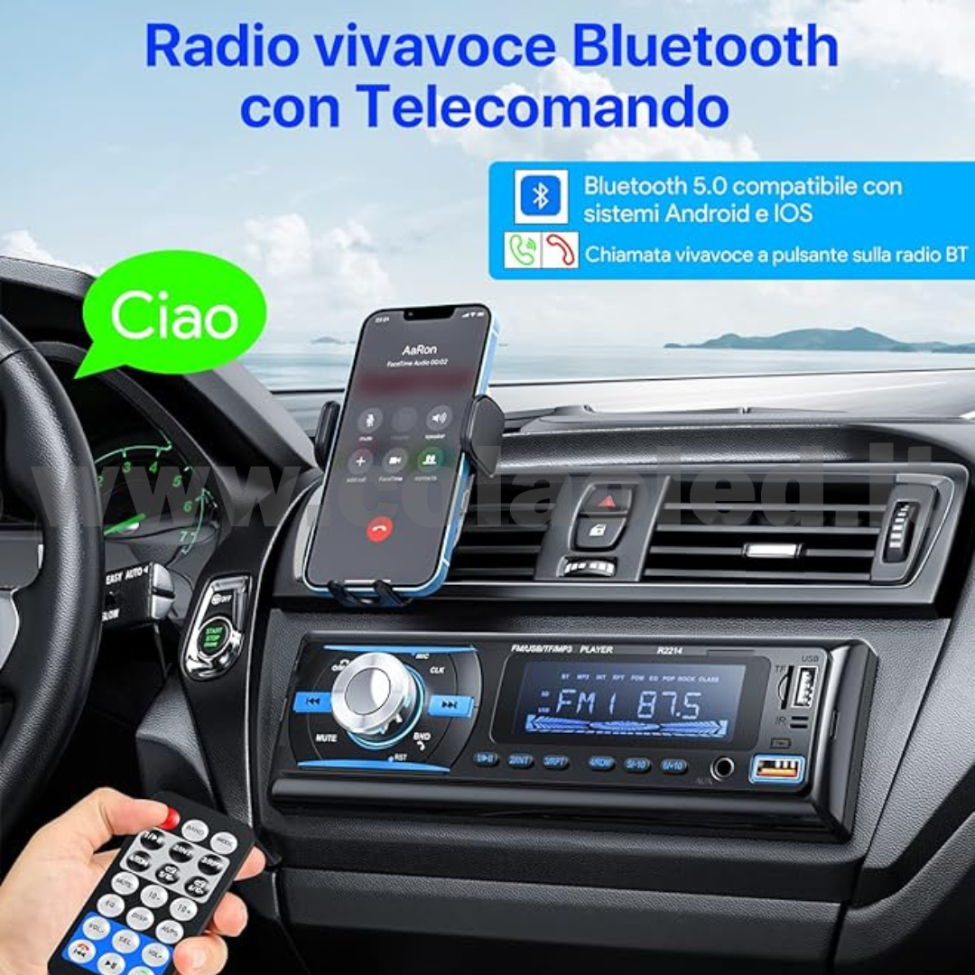 Autoradio 1 DIN Micro SD USB Aux-in Bluetooth Lettore MP5 Radio FM RDS USB/EQ/AUX gps 4 canali 65Wx4 - immagine 4